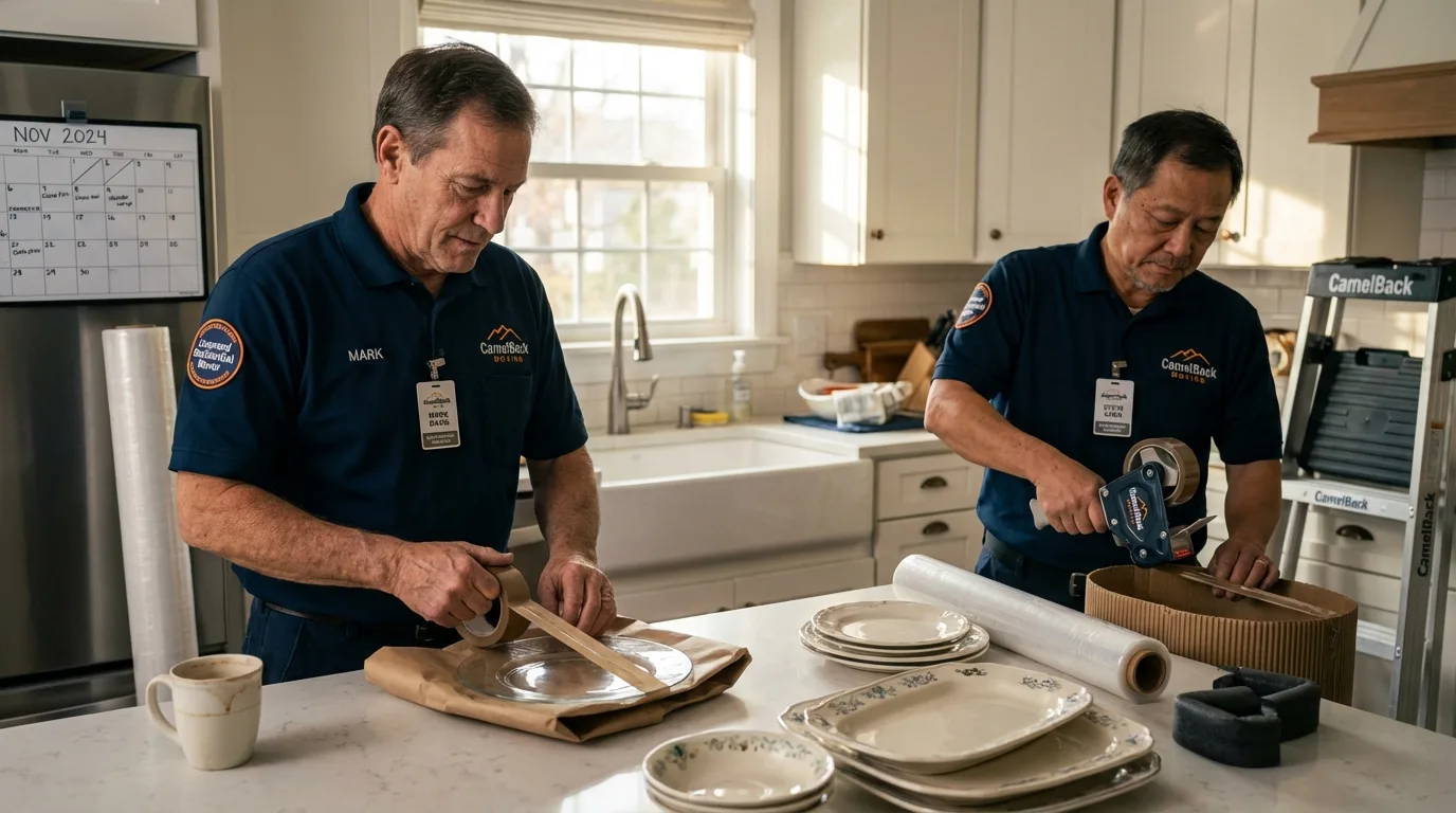 Professional crew packing kitchen dishware in Covina, CA